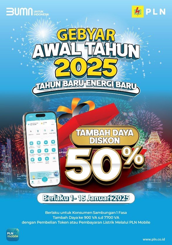 Tambah Daya Listrik Dapat Diskon 50% Awal Tahun Dari PLN