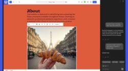Tampilan fitur Asisten AI WordPress pada editor WordPress.com