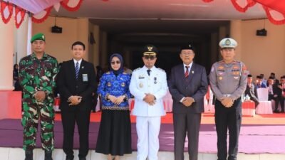 Ketua DPRD Bolmut Frangky Chendra saat menghadiri upacara Hari Otonomi Daerah 2026