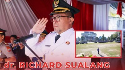 Wakil Wali Kota Manado Richard Sualang memimpin upacara Hari Otonomi Daerah 2026 di Lapangan Sparta Tikala